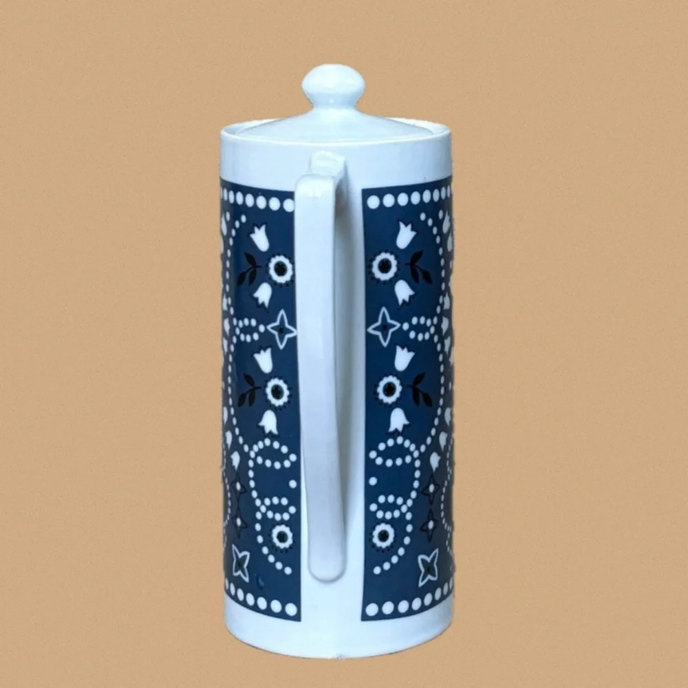 Vintage Bandana Print Ceramic Coffee Pot Boho Southwestern Cottage Core